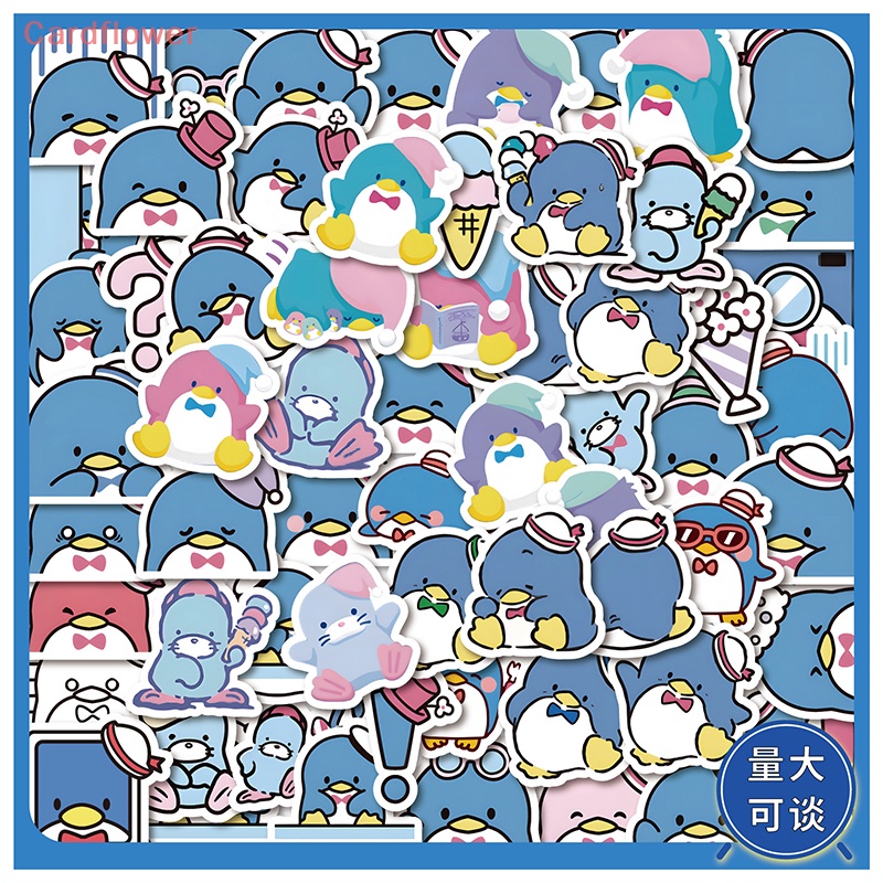 Bộ 64 Miếng Dán Chống Nước Họa Tiết Chim Cánh Cụt Dễ Thương Trang Trí Laptop / Điện Thoại / Vali / Xe Đạp Mới