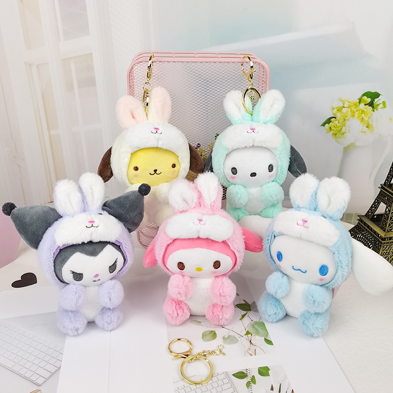 Móc Khóa Thỏ Nhồi Bông Dễ Thương Phong Cách Sanrio Nhật Bản