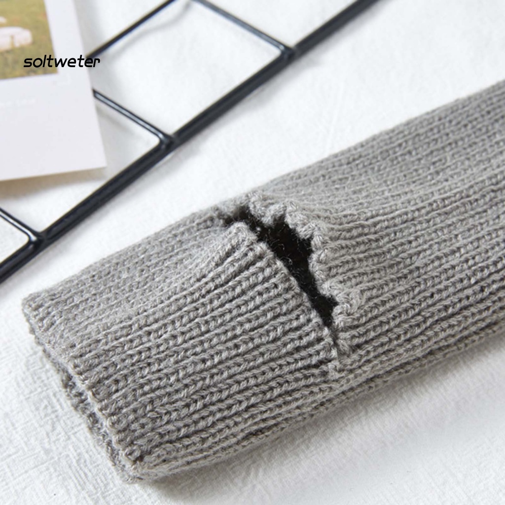 1 Đôi Tất Dệt Kim Dày Giữ Ấm Chân Màu Sắc Đơn Giản