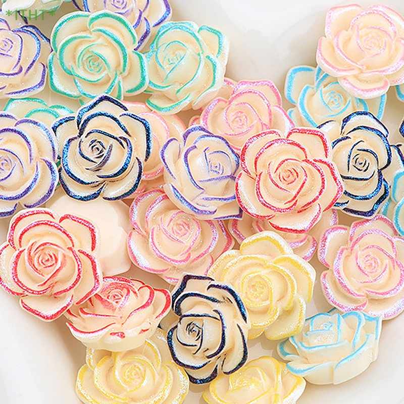 Bộ 5 Nút Áo Hình Hoa Hồng Bằng Resin Phát Quang Độc Đáo Mới