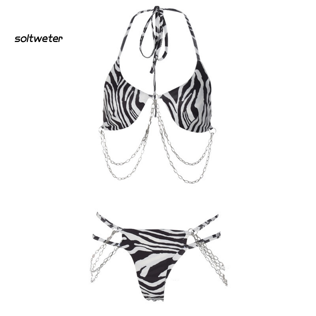 Bộ Đồ Bơi 2 Mảnh Họa Tiết Ngựa Vằn Thời Trang Mùa Hè Cho Nữ
