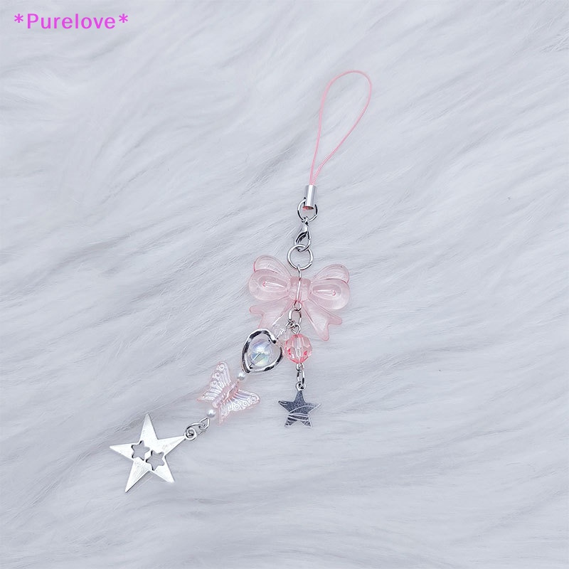 Dây Móc Điện Thoại Hình Nơ Ngôi Sao Năm Cánh Màu Hồng Xinh Xắn Thời Trang Mùa Hè Cho Nữ Mới