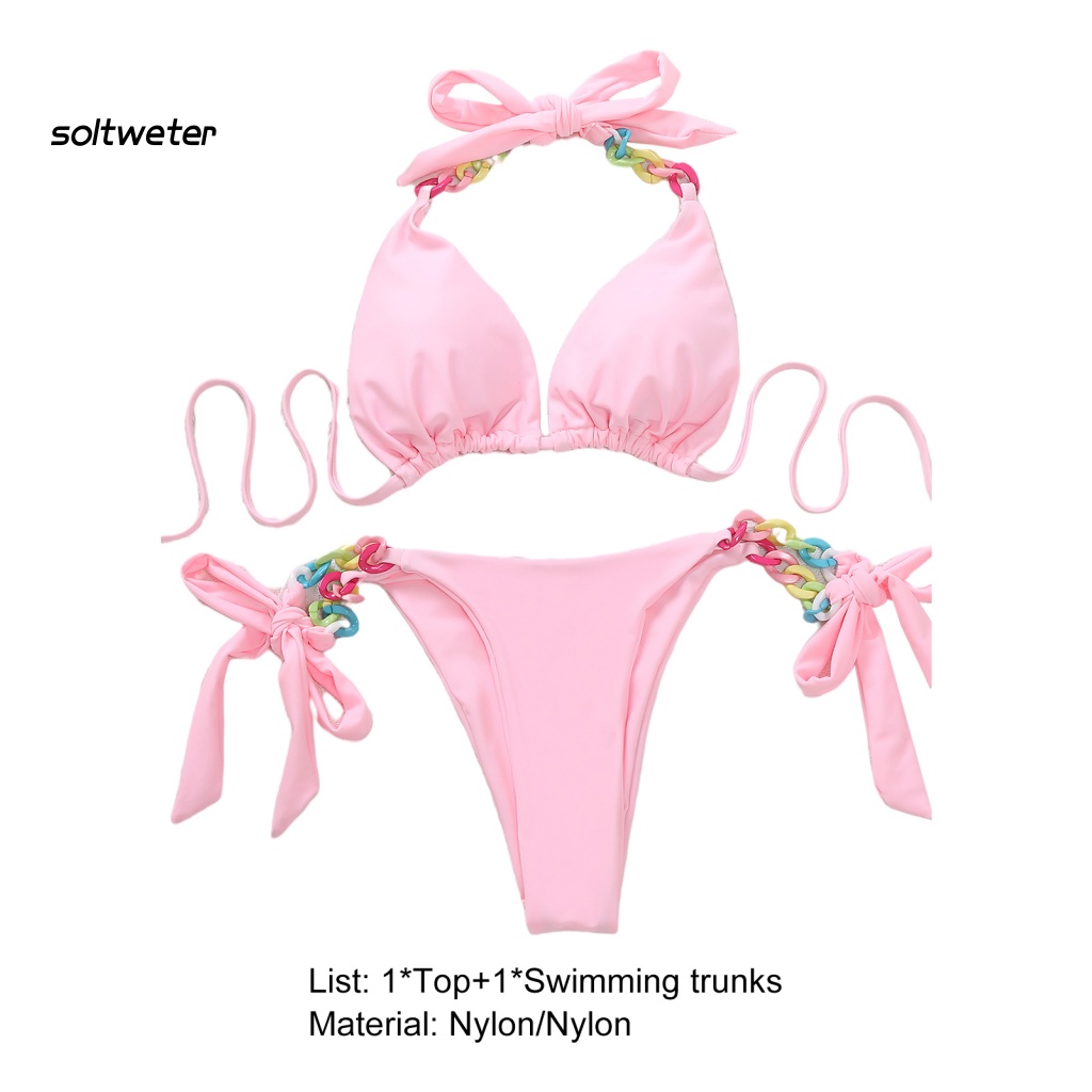 Bộ Bikini 2 Mảnh Dây Xích Nhiều Màu Sắc Có Thể Điều Chỉnh Cho Nữ