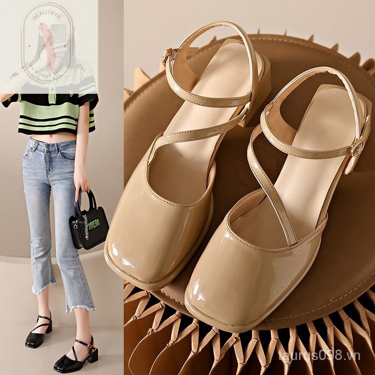 Sandal Cao Gót 6-8cm Chất Liệu Cao Su PU Đế Dày Phong Cách Thời Trang 2023