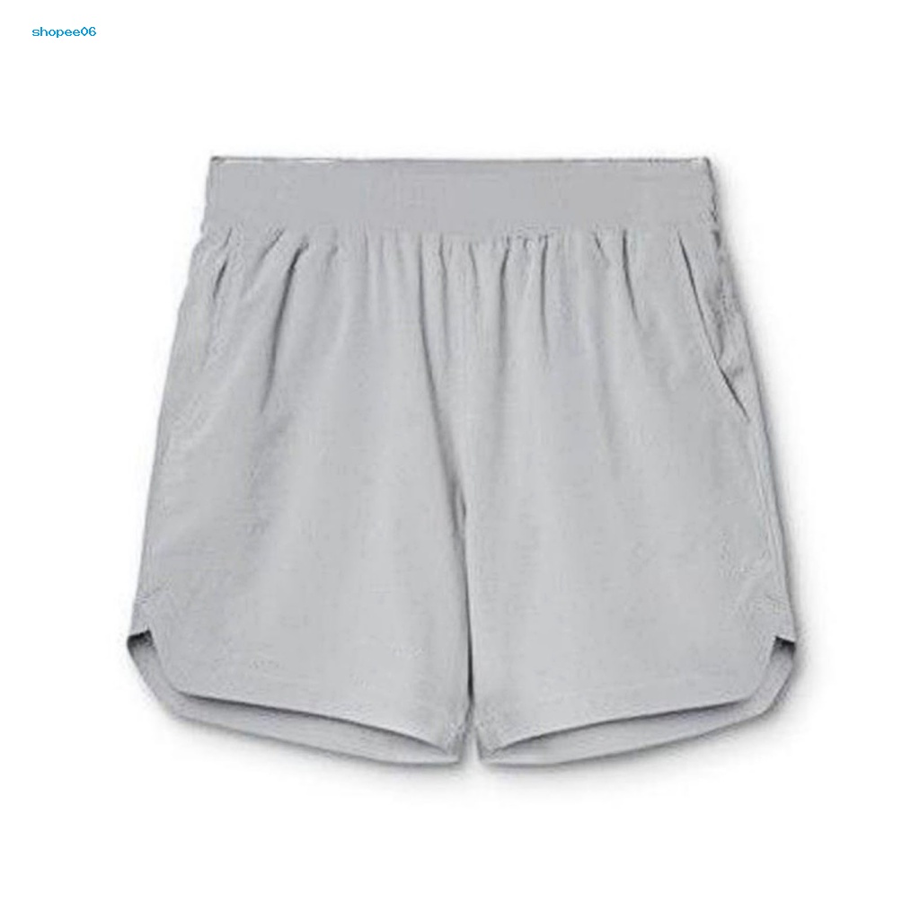 Quần Short Thể Thao Nam PEMG Lưng Thun Co Giãn Màu Trơn Hai Lớp Xẻ Tà Thấm Hút Mồ Hôi Dài Trên Đầu Gối