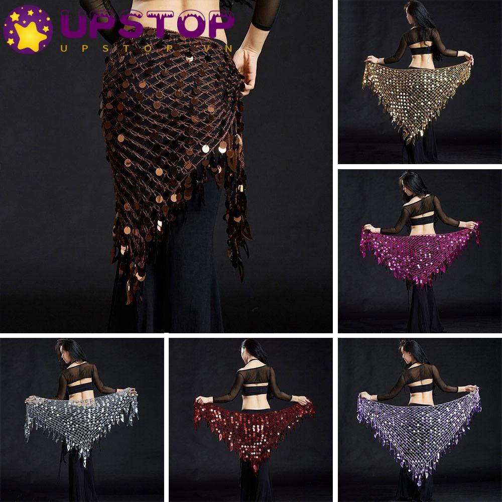 UPSTOPVN Chân Váy Múa Bụng Đính Kim Sa Lấp Lánh Quyến Rũ