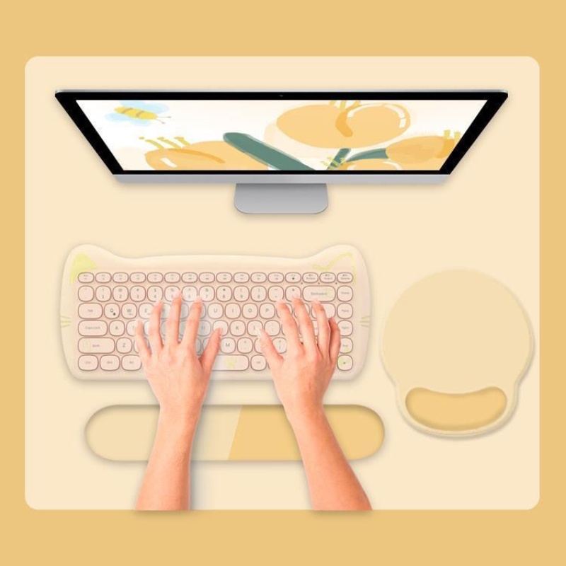 Đệm Kê Cổ Tay Sử Dụng Chuột Và Bàn Phím Bằng Cao Su Non Màu Sắc Tương Phản Đơn Giản Dành Cho Nam Và