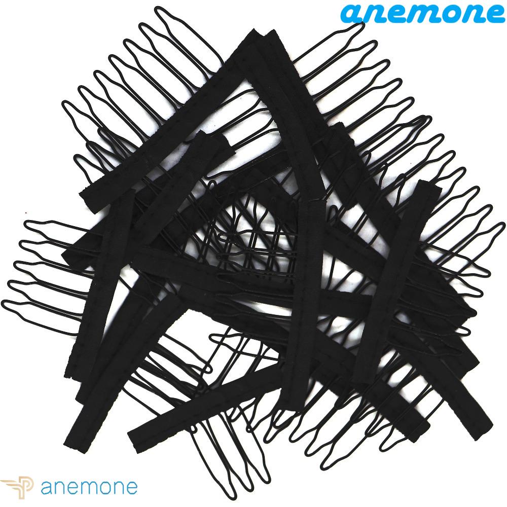 ANEMONE Bộ 10 Lược Kẹp Tóc Giả Bằng Thép Màu Đen Chất Lượng Cao DIY