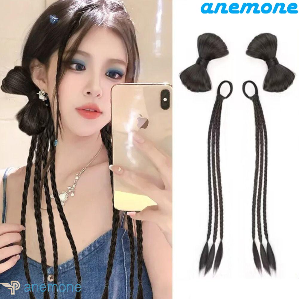 ANEMONE Tóc Giả Thắt Bím Đuôi Ngựa Bằng Sợi Tổng Hợp Màu Nâu Tự Nhiên Kháng Nhiệt Dành Cho Nữ