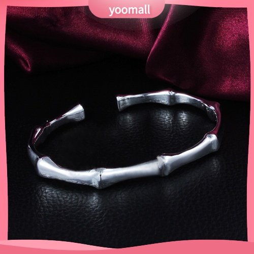 Vòng Tay Dạng Hở Mạ Bạc Hình Cây Tre Thời Trang Cho Nữ