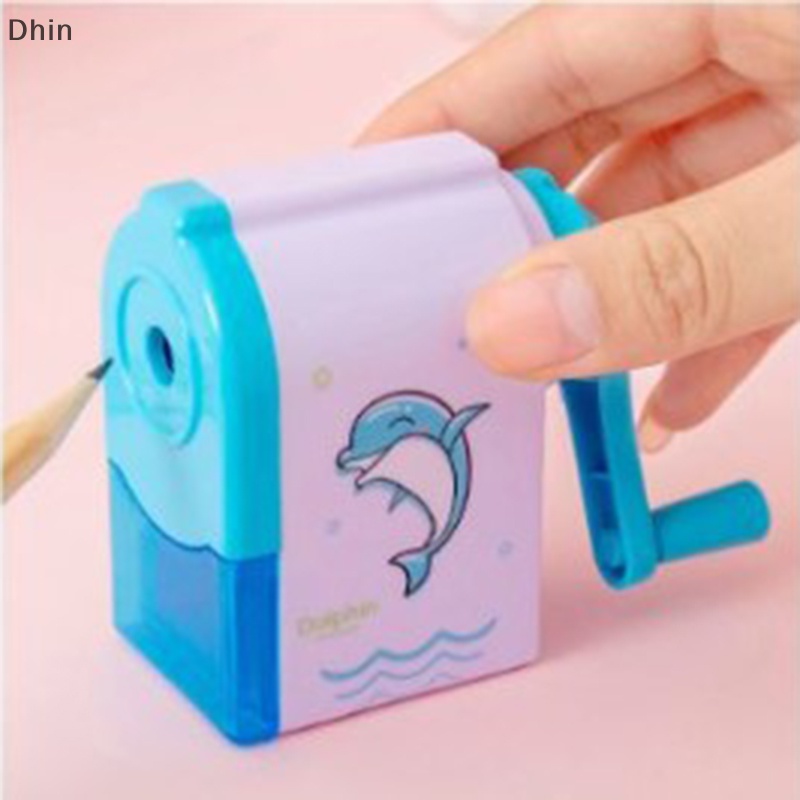 [Dhin] Student Hand Crank Pencil Sharpener Cartoon Print Pencil Sharpener School Supply COD