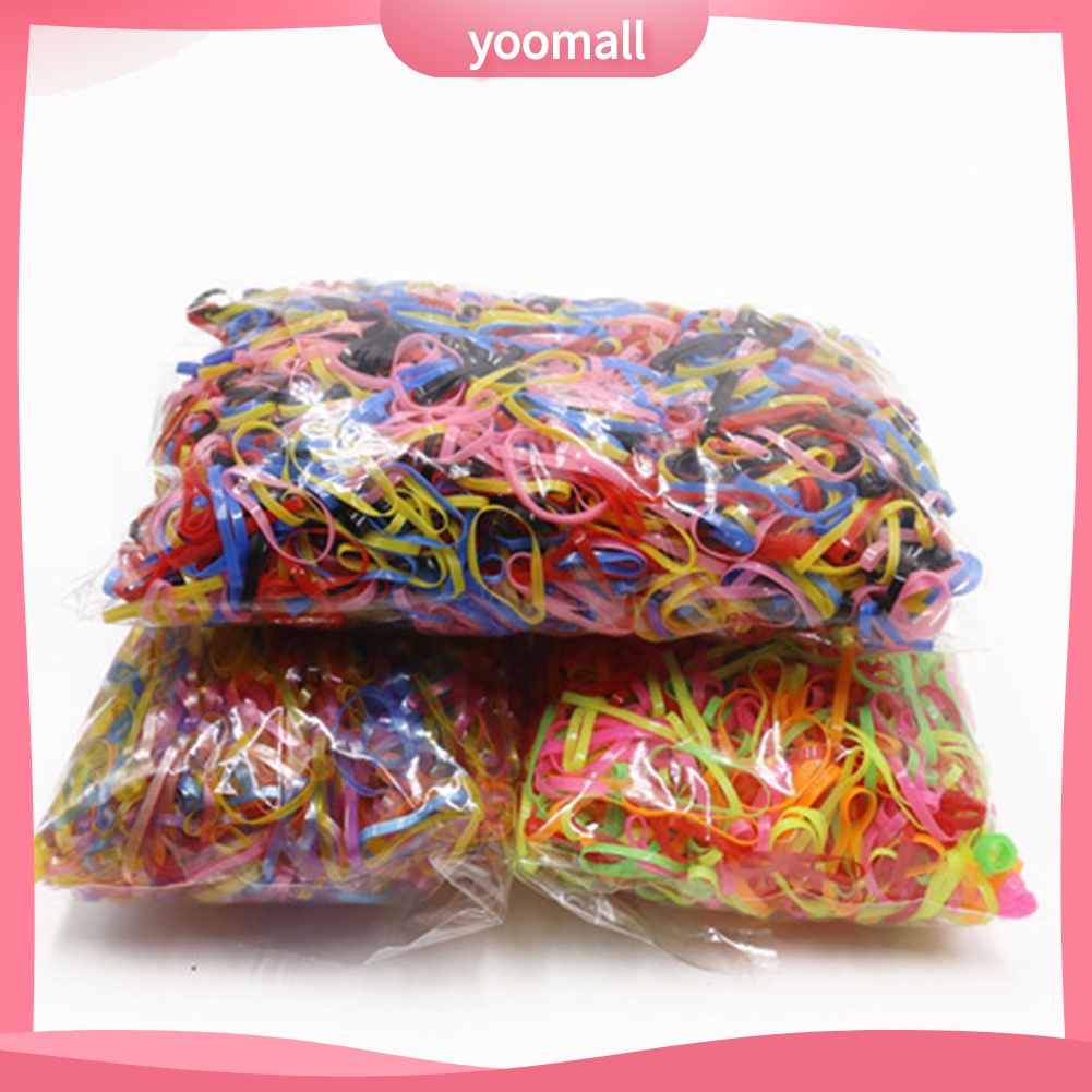 Hộp 2000 Dây Buộc Tóc Chất Liệu Cao Su TPU Co Giãn Nhiều Màu Sắc Cho Bé Gái