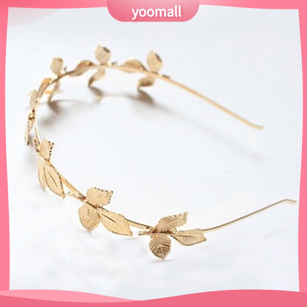 Băng Đô Cài Tóc Bằng Hợp Kim Hình Chiếc Lá Màu Vàng Thời Trang Cho Nữ
