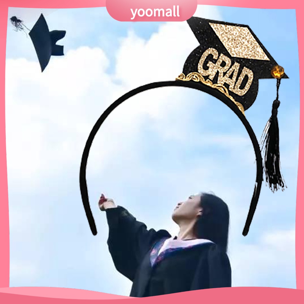 Băng Đô Cài Tóc Bằng Vải Nỉ Chống Trượt Họa Tiết Nón Tốt Nghiệp Cho Nữ