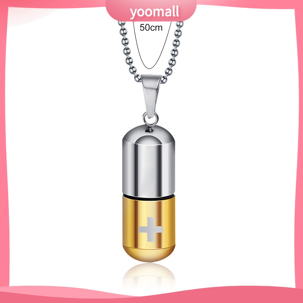 Vòng cổ Thép Titan Mặt Hình Hộp Thuốc / Giá Đỡ Nước Hoa Unisex