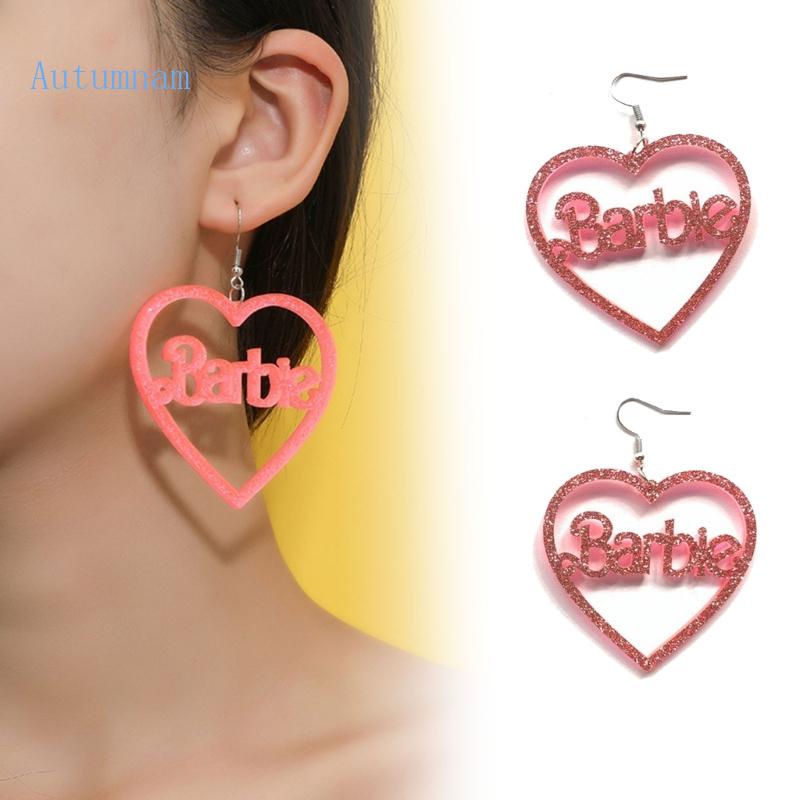 Bông Tai Hình Trái Tim Khắc Chữ Bằng Acrylic Gọn Nhẹ Thời Trang Cho Nữ