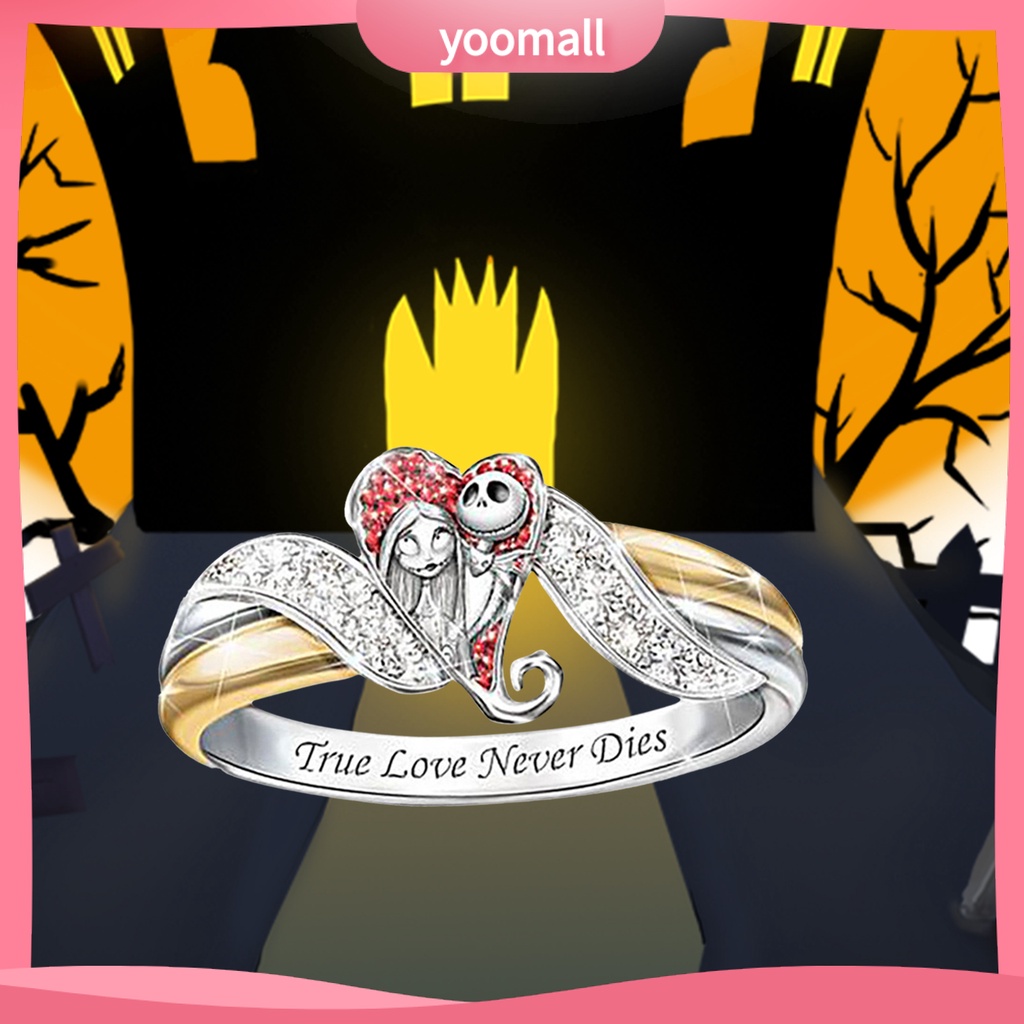 Nhẫn Hợp Kim Hai Màu Sắc Họa Tiết Trái Tim Đính Đá Kim Cương Nhân Tạo Dành Cho Nữ