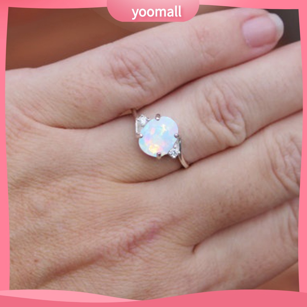 Nhẫn Đính Hôn Hợp Kim Đính Đá Opal Thanh Lịch Thời Trang Cho Nữ
