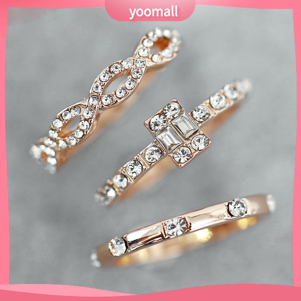 Bộ 3 Nhẫn Đeo Ngón Tay Thiết Kế Tối Giản Cá Tính