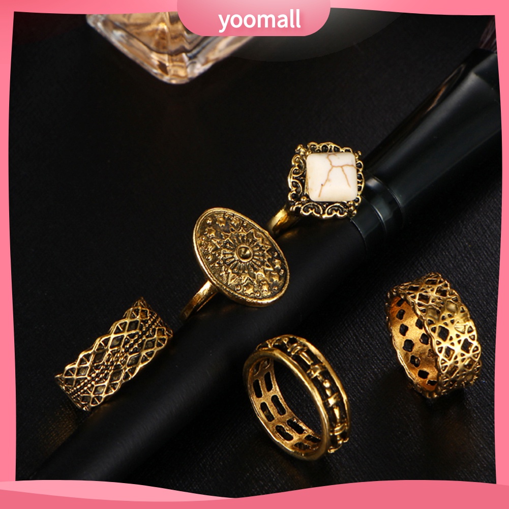 Set 5 Nhẫn Đeo Khớp Ngón Tay Phong Cách Cổ Điển Dành Cho Nữ