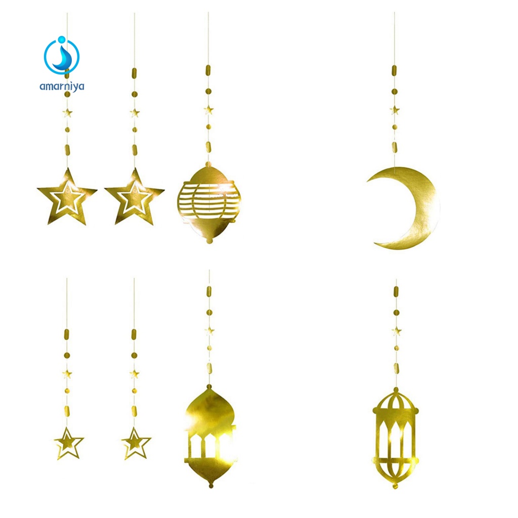 1 Bộ Cờ Treo Tường Không Phai Hình Trăng Sao Lấp Lánh