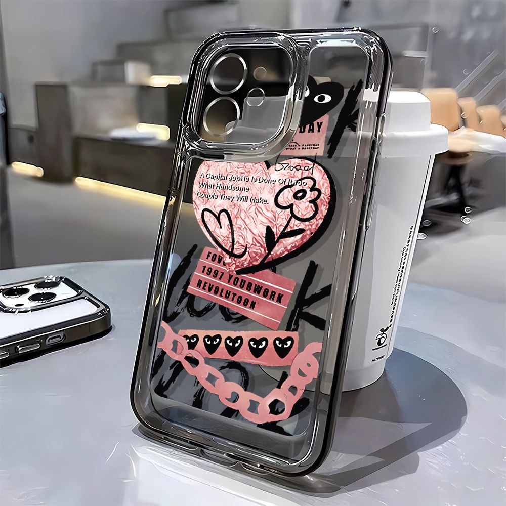 Ốp Điện Thoại Mềm Chống Sốc Màu Hồng Mắt Trái Tim 13 Cho Apple iPhone14Promax 13 11 1378p12 J0TX