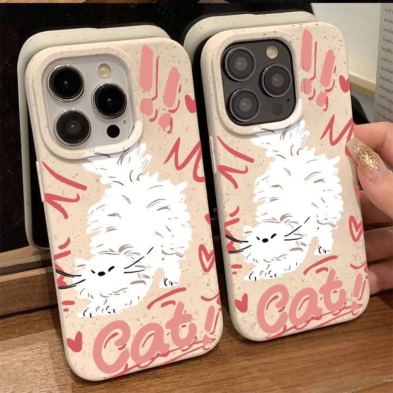 Ốp Điện Thoại Dẻo Màu Hồng Họa Tiết Chú Mèo Dễ Thương Chống Sốc Cho iPhone12plus 7 14pro 5BMI 11813