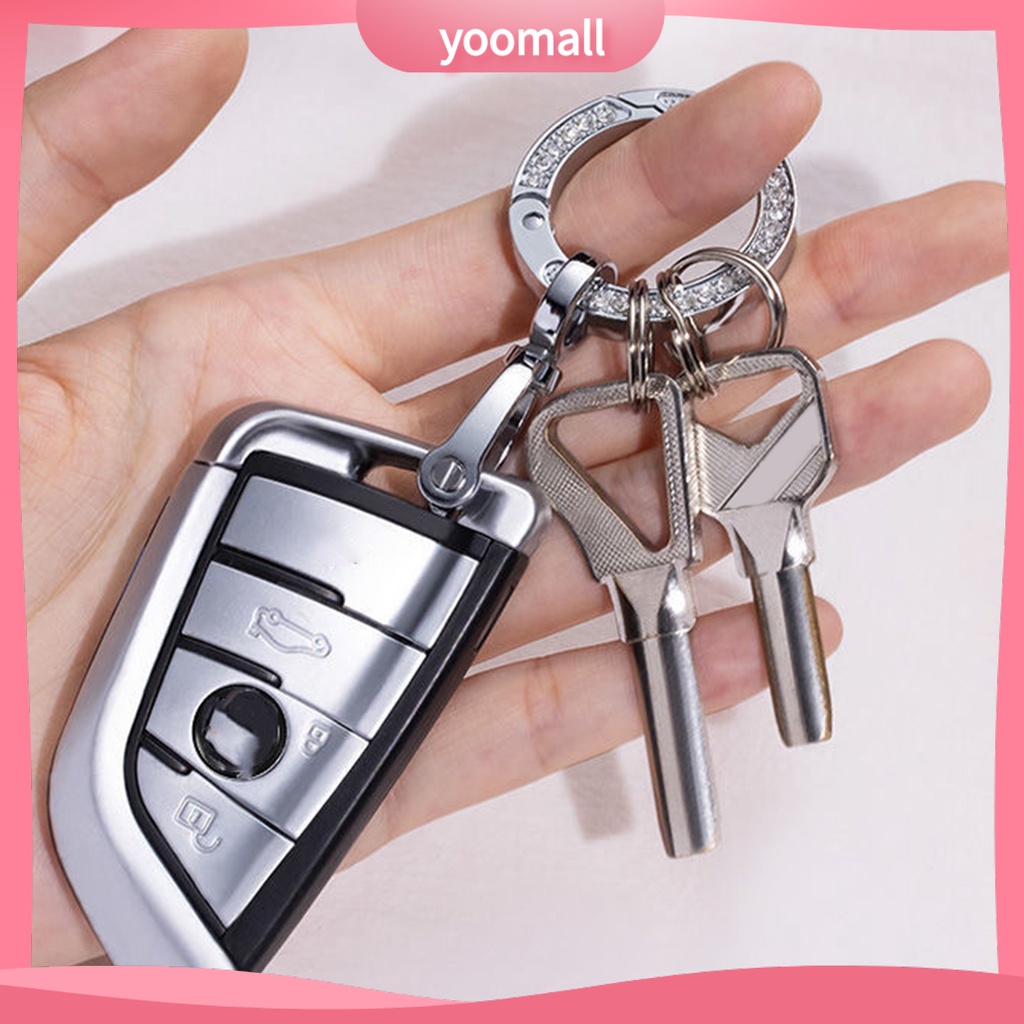 Móc Khóa Dạng Lò Xo Nén Bằng Hợp Kim Kẽm Hai Mặt Đính Đá Đa Năng