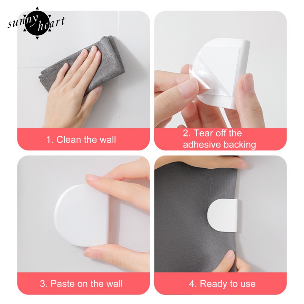 Sunnyheart Set 4 Kẹp Rèm Tắm Nhỏ Tự Dính Làm Sạch Bề Mặt Phòng Tắm Khô Và Sạch Sau Khi Sử Dụng Tại Nhà