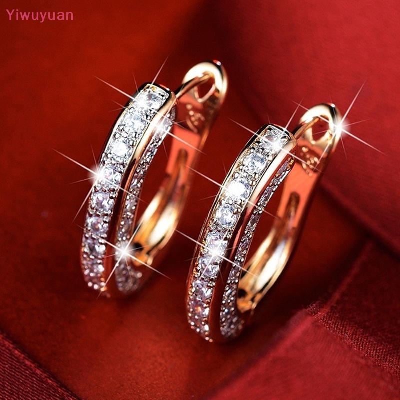 1 Đôi Khuyên Tai Hợp Kim Đính Đá Thời Trang Mới