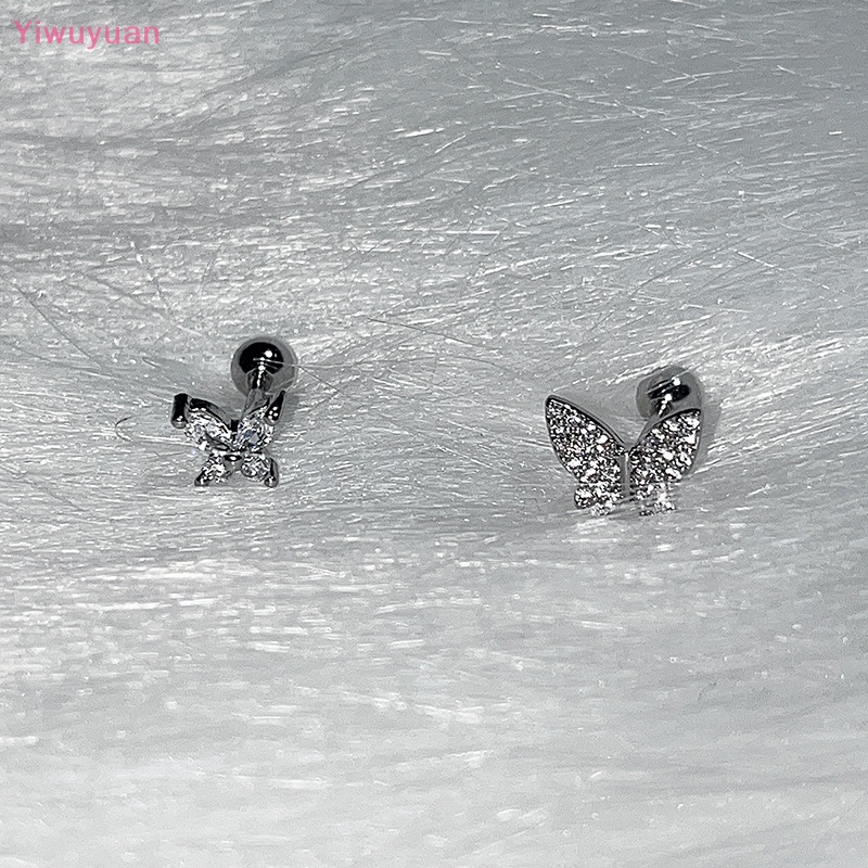 1 Khuyên Tai Xoắn Ốc Hình Bướm Đính Đá Zircon Mới