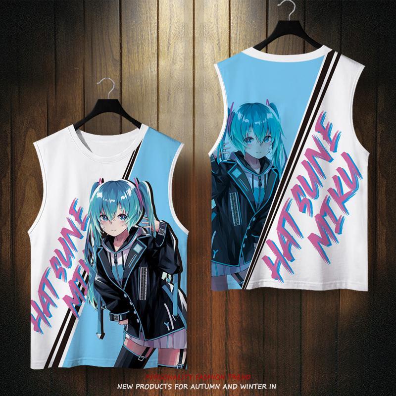 Áo Thun Sát Nách plus Size Họa Tiết Anime Hatsune Miku Thời Trang Mùa Hè Cho Nam