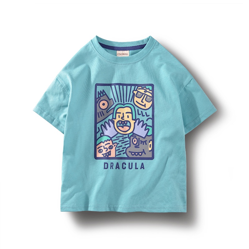 Áo Thun Cotton Trung Tính Dáng Rộng Tay Ngắn Mùa Hè 2023 Mới Cho Bé Trai