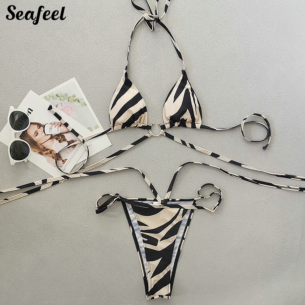 Set 2 Dây Áo Ngực Họa Tiết Ngựa Vằn Quyến Rũ Dành Cho Nữ