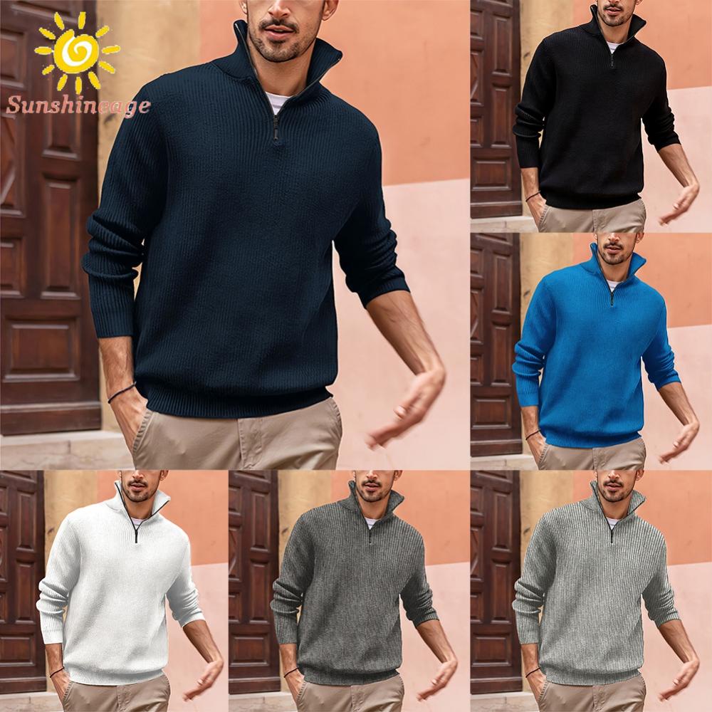 Áo Sweater Mùa Đông Cổ Cao Chất Liệu Dệt Kim Dày Dặn Có Size L Đến 3XL Cho Nam Giới