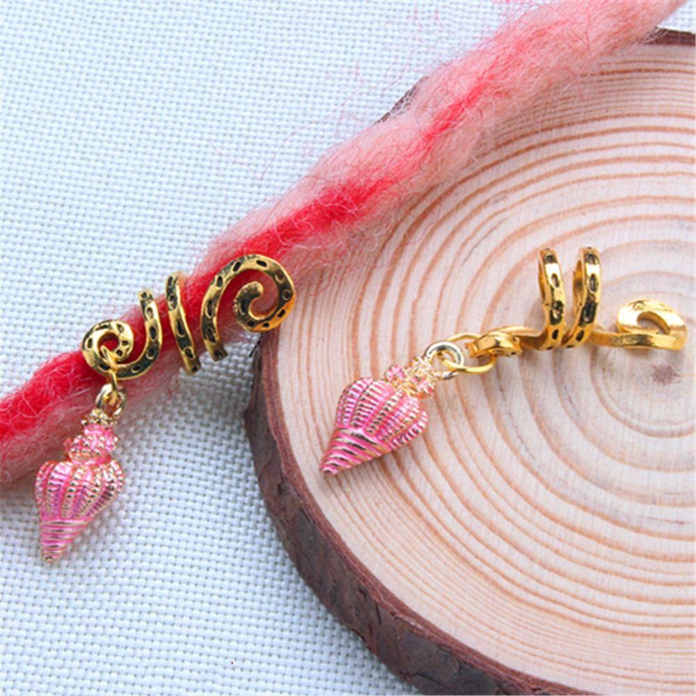 Bộ 2 Dây Buộc Tóc Hình Vỏ Sò Bằng Hợp Kim Phong Cách Hip Hop Dread Dreadlock