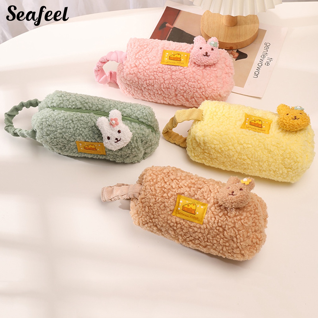 Túi Đựng Bút Chì Sức Chứa Lớn Có Tay Cầm Họa Tiết Thỏ Hoạt Hình