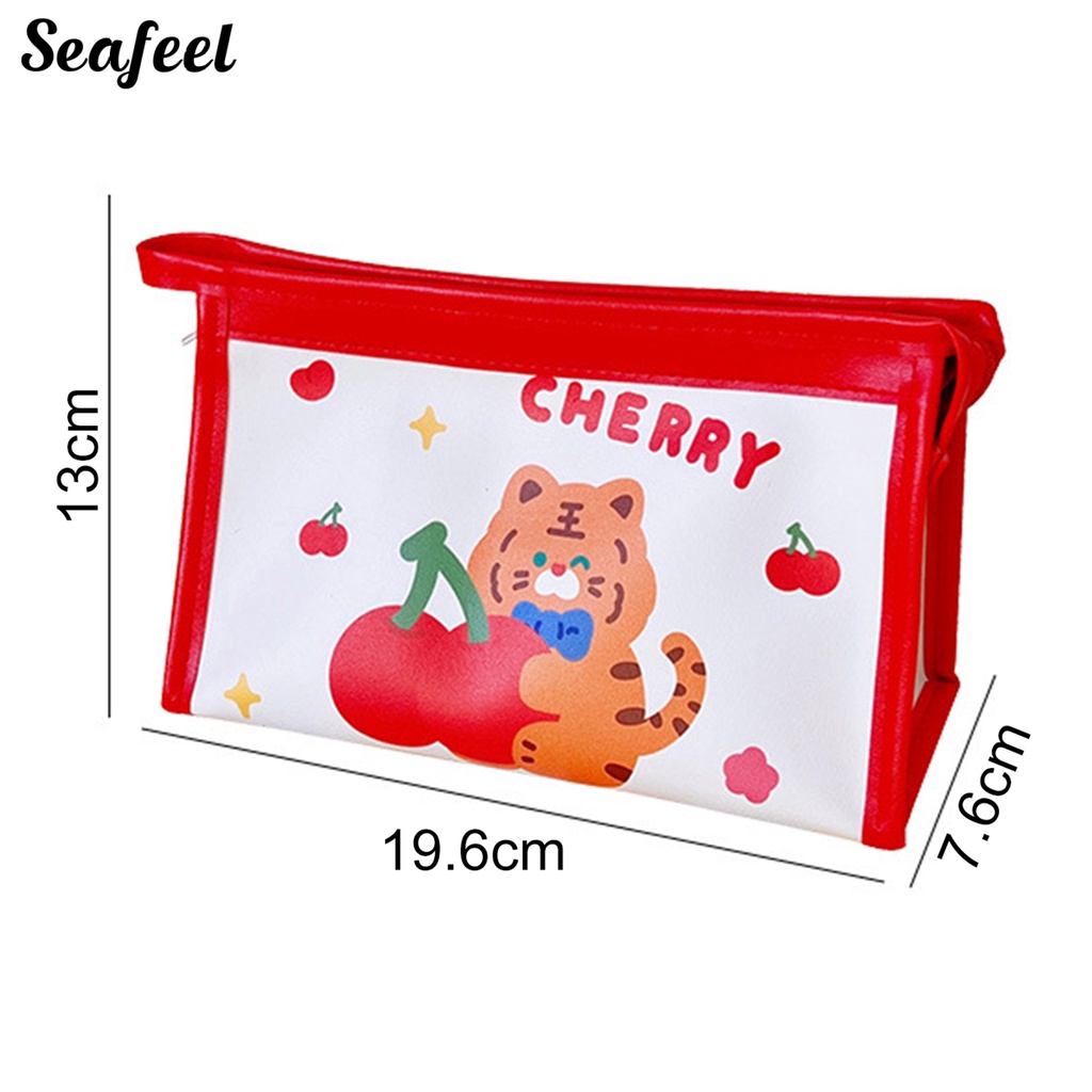 Bóp Viết Giả Da Sức Chứa Lớn Có Khóa Kéo In Họa Tiết Hoạt Hình Màu Sắc Sống Động Trang Trí Trường Học