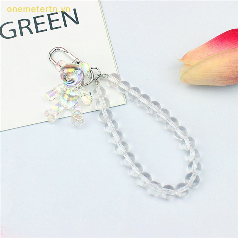 Onemetertn Móc Khóa Hình Gấu Ngồi Bằng Kim Loại Pha Lê Laser Dễ Thương