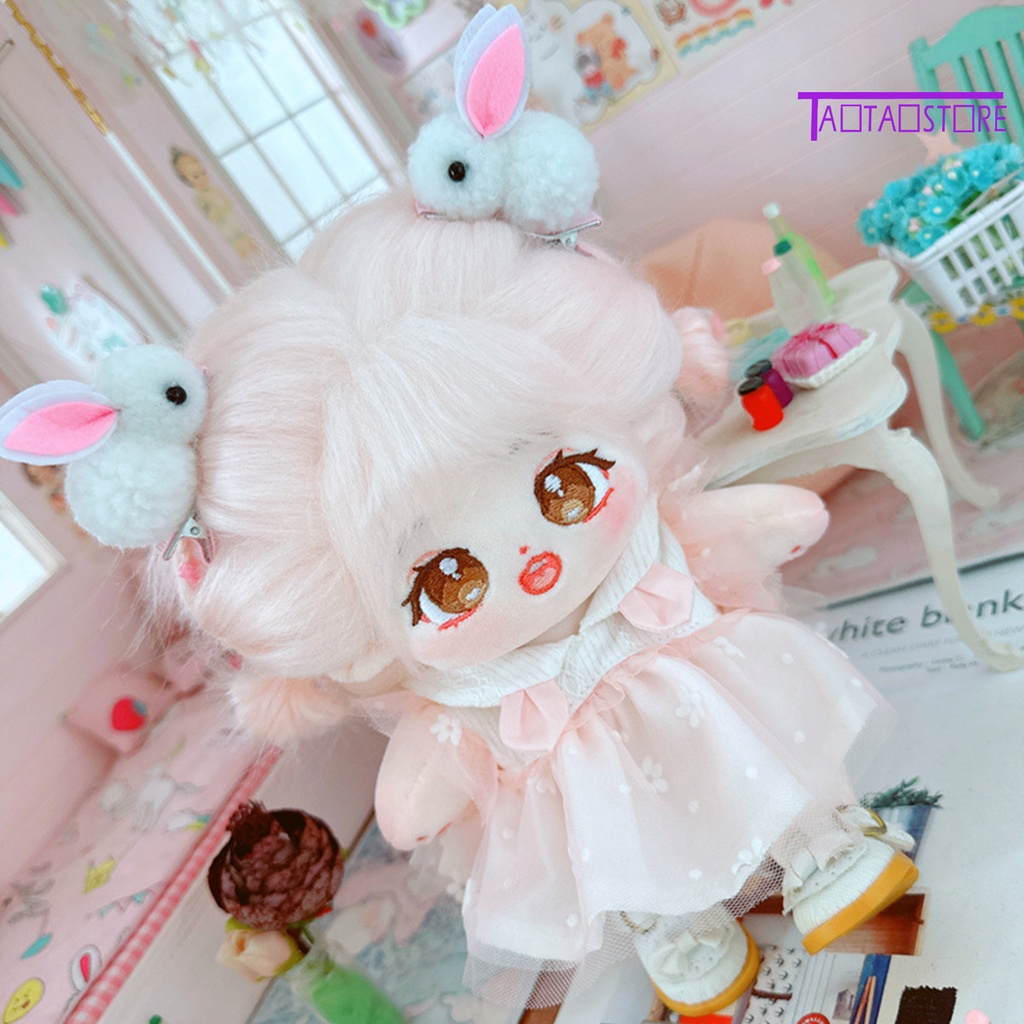 Búp Bê Vải Mềm Bắt Mắt Hình Thỏ Đáng Yêu 20cm Kèm Kẹp Tóc