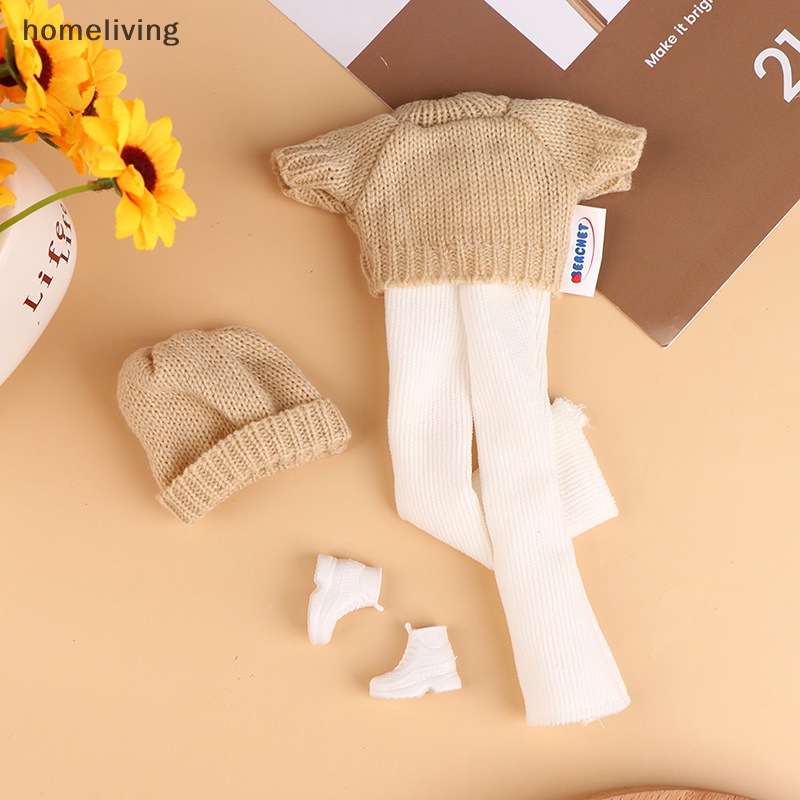 Set Đồ 4 Món Gồm Áo Sweater + Quần + Giày + Mũ Dệt Kim Cho Búp Bê 30cm
