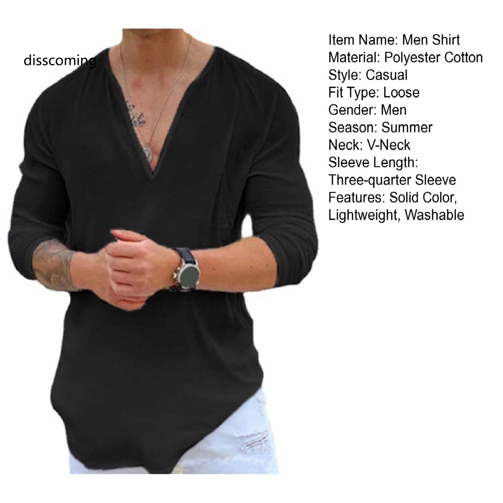 Áo Khoác Dáng Dài In Họa Tiết Cá Tính Trẻ Trung| Áo Sơ Mi Nam Cổ Chữ V Tay Lửng Dáng Rộng Thấm Hút Mồ Hôi Màu Sắc Đơn Giản