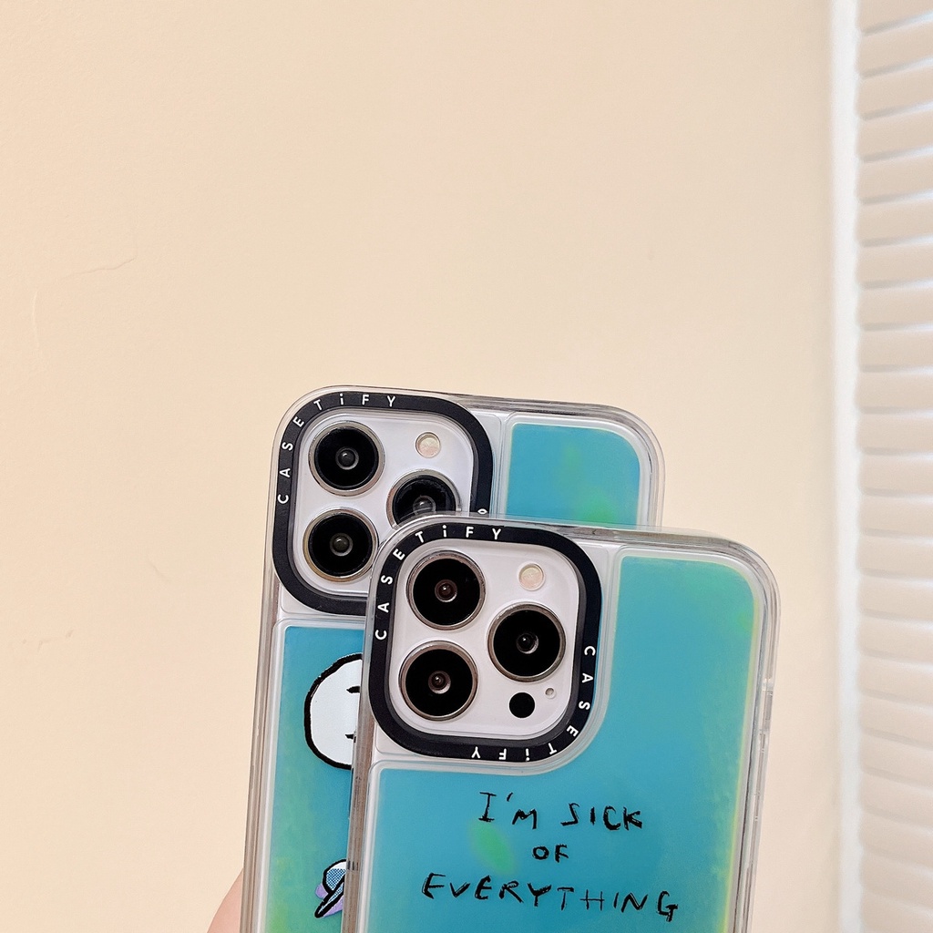 Ốp Điện Thoại Cát Chảy Màu Dạ Quang Hình Chú Vịt Cho iPhone 14 Pro max 13 Promax 12 11