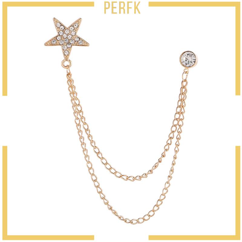 Trâm Cài Áo Ngôi Sao Năm Cánh Phối Dây Xích Tua Rua Thời Trang Cho Nam