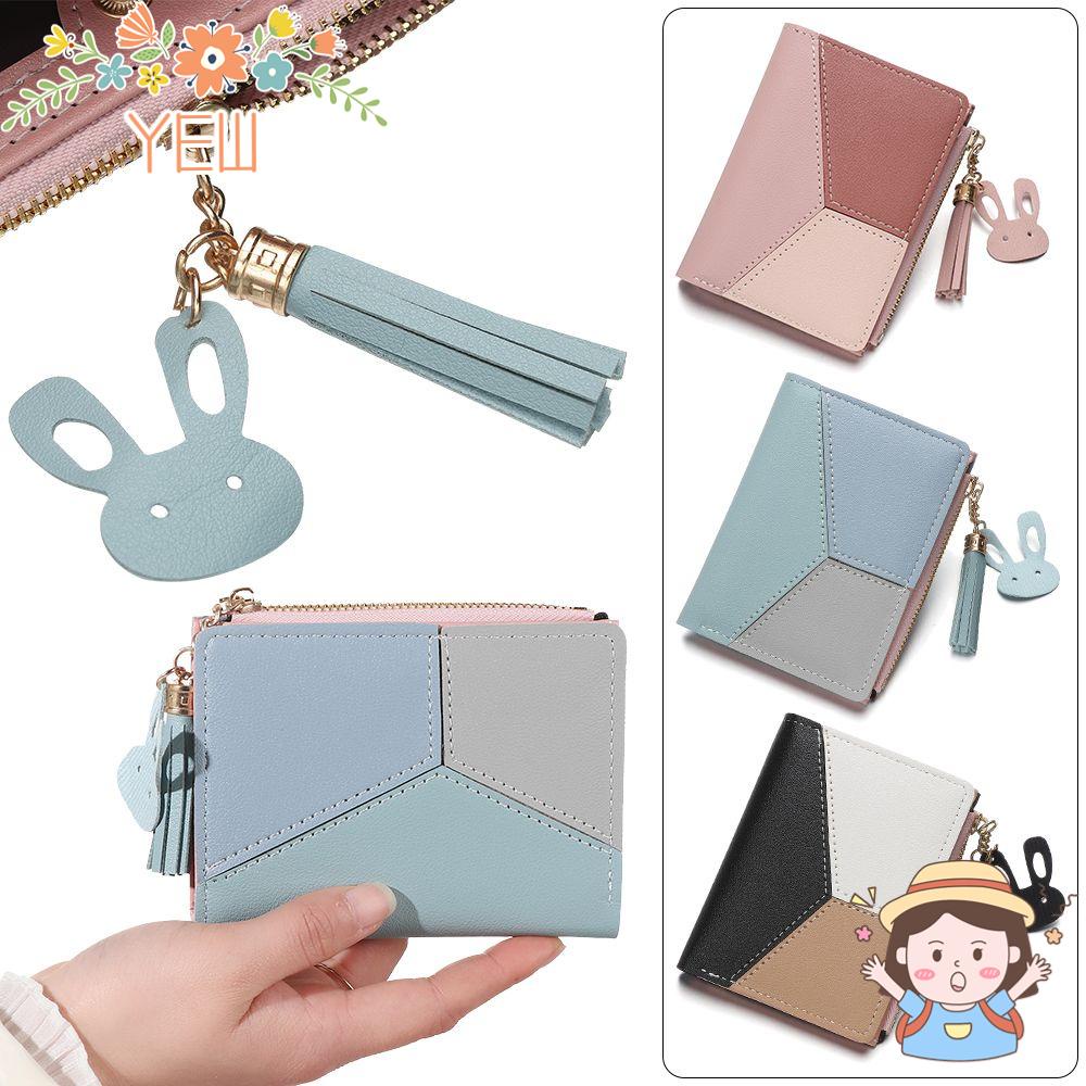 Ví Da PU Đựng Tiền Xu / Thẻ Kiểu Chắp Vá Xinh Xắn Cho Bạn Gái