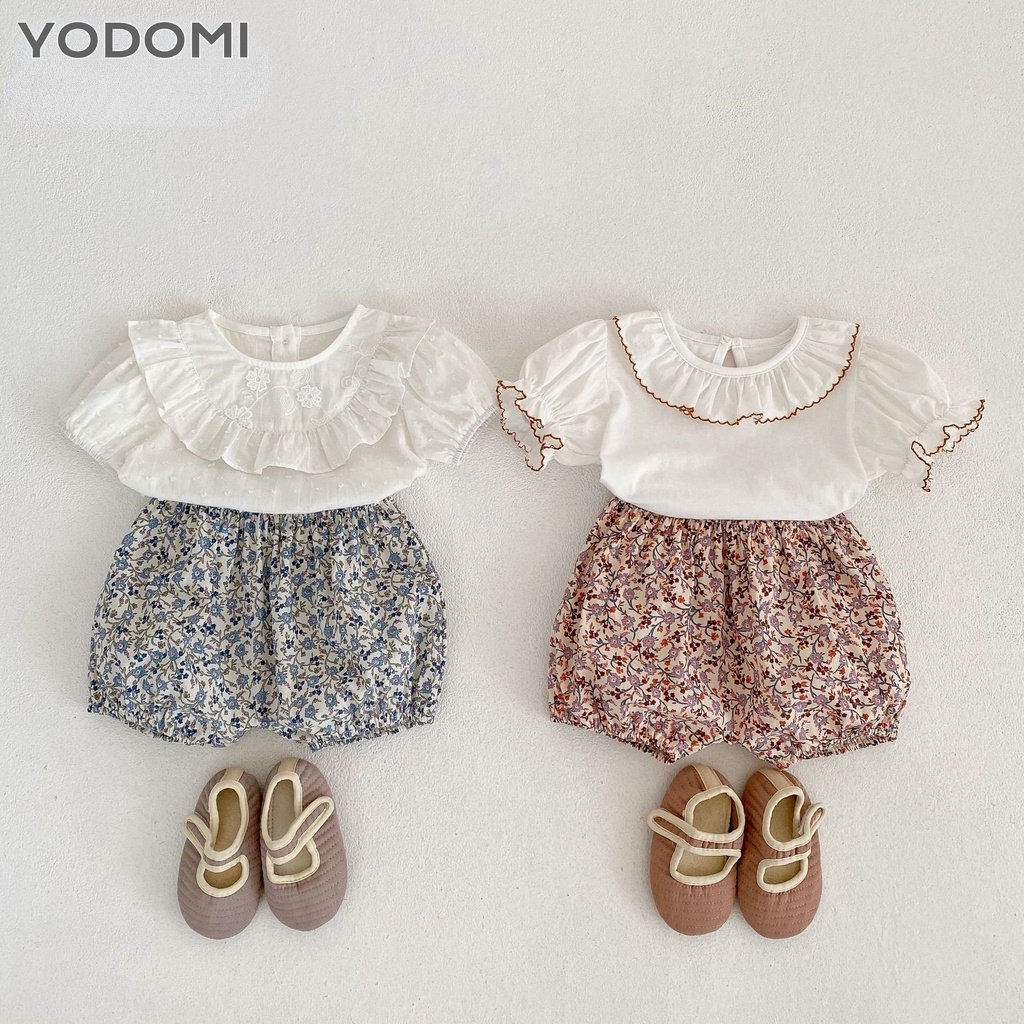 Bộ Áo Cotton Tay Ngắn + Quần Short Thời Trang Dễ Phối Đồ Cho Bé Gái 2703