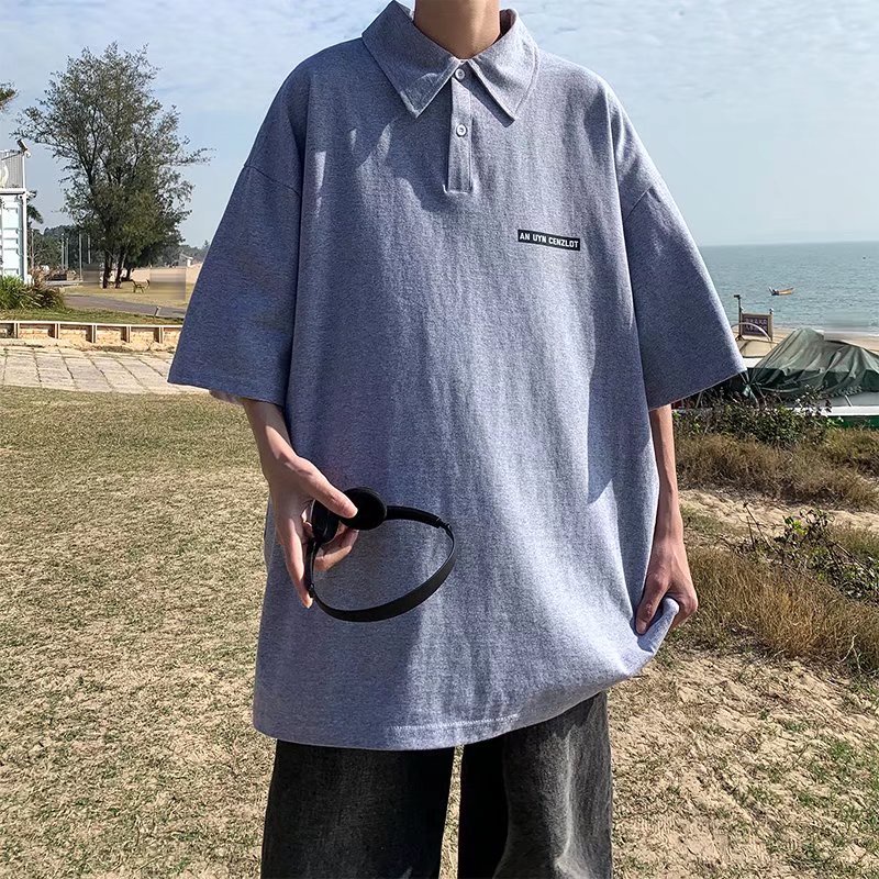 Áo Polo Cổ Bẻ Kiểu Hàn Quốc Nam, Màu Sắc Đơn Giản, Chất Liệu Cotton Thoáng Mát, Phong Cách Vintage Và Nghệ Thuật. Mẫu Áo Mới Cho Mùa Hè Này