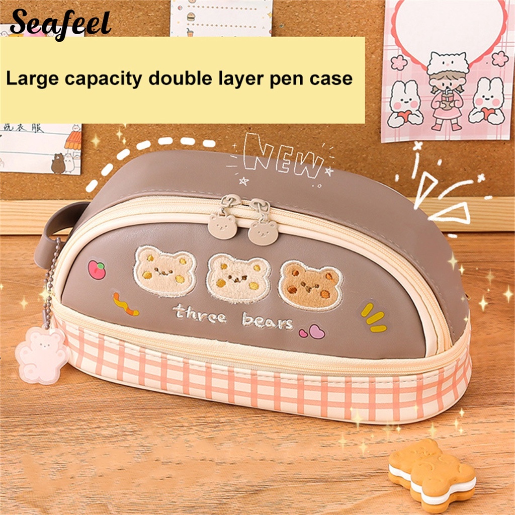 Bóp Viết Hai Lớp Sức Chứa Lớn Họa Tiết Dễ Thương Cho Nữ