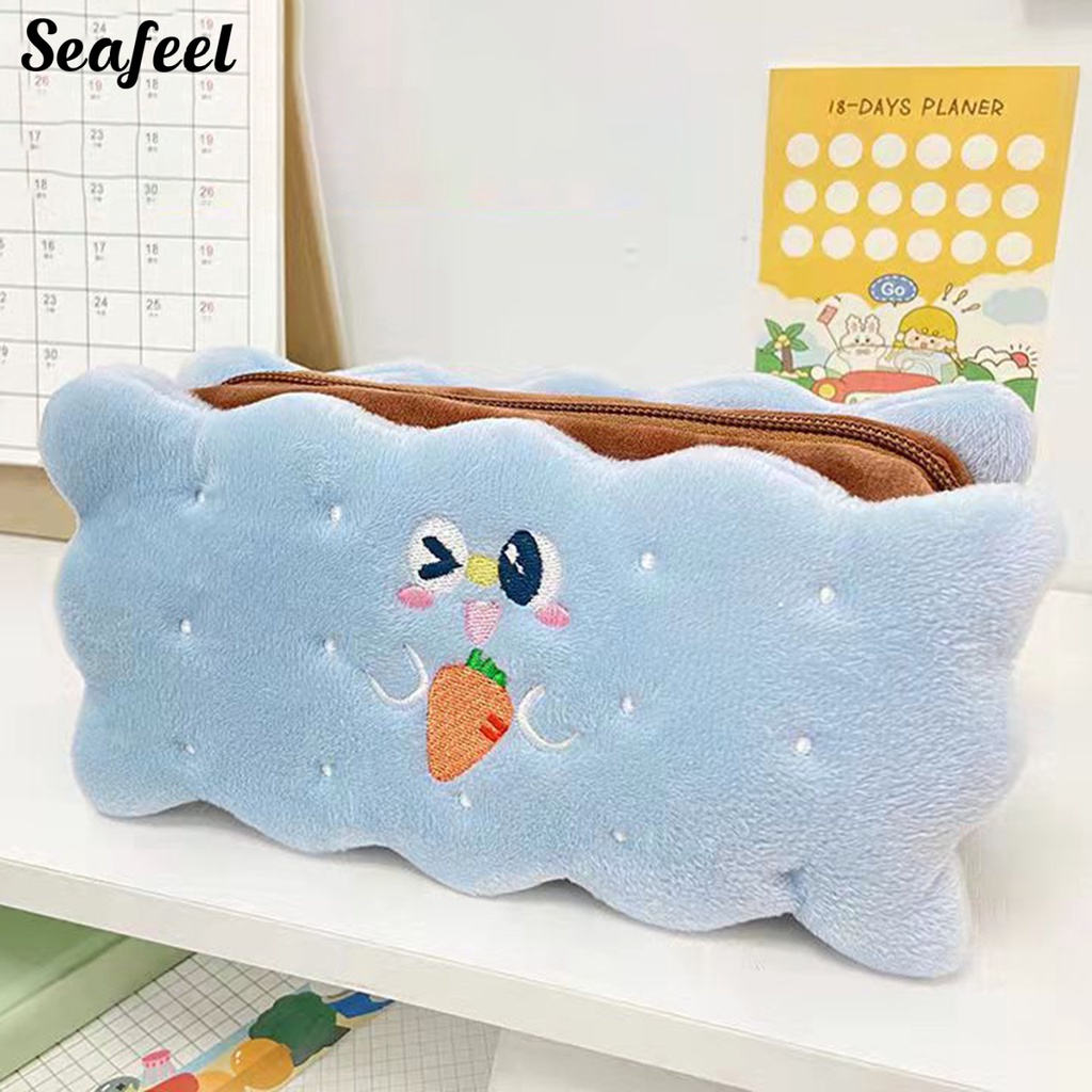 Túi Đựng Bút Hình Bánh Quy Bằng Lông Nhung Dễ Thương Xinh Xắn