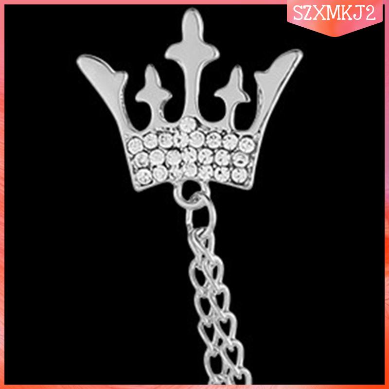 Ghim Cài Cà Vạt / Khăn Choàng / Mũ Hình Vương Miện Bằng Kim Loại Phối Dây Xích Tua Rua Siêu Bền Cho Nam